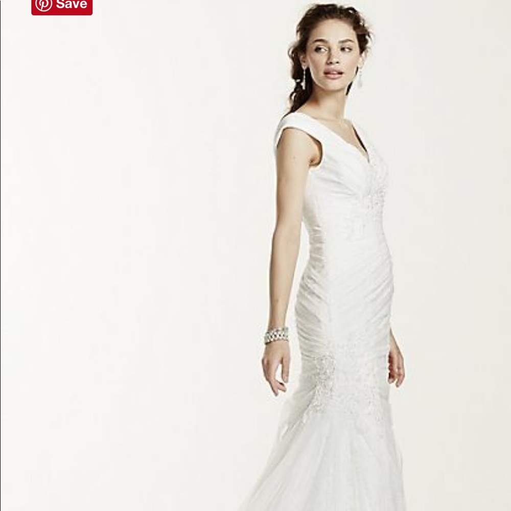 Jeweled Off-the-shoulder ruched wedding gown